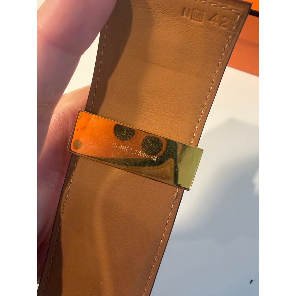 Hermes Collier de Chien CDC Bracelet Orange Alligator Gold Hardware Cuff Box - Picture 6 of 9
